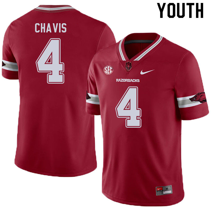 Youth #4 Malik Chavis Arkansas Razorbacks College Football Jerseys Sale-Alternate Cardinal